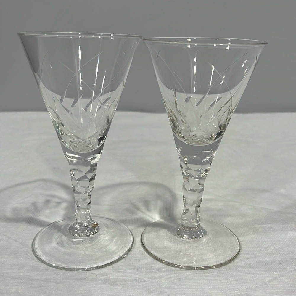 Duncan & Miller Rhythm Cordial Glasses Set Of 2 Cut Crystal 3 Oz capacity